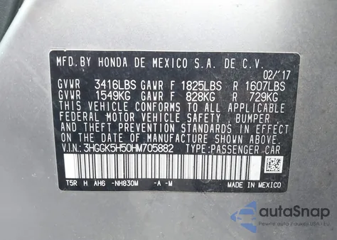 2017 Honda Fit Lx from USA, damaged, VIN 3HGGK5H50HM705882